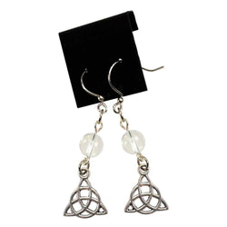 Quartz Triquetra Earrings | Earring | Wiccan Center