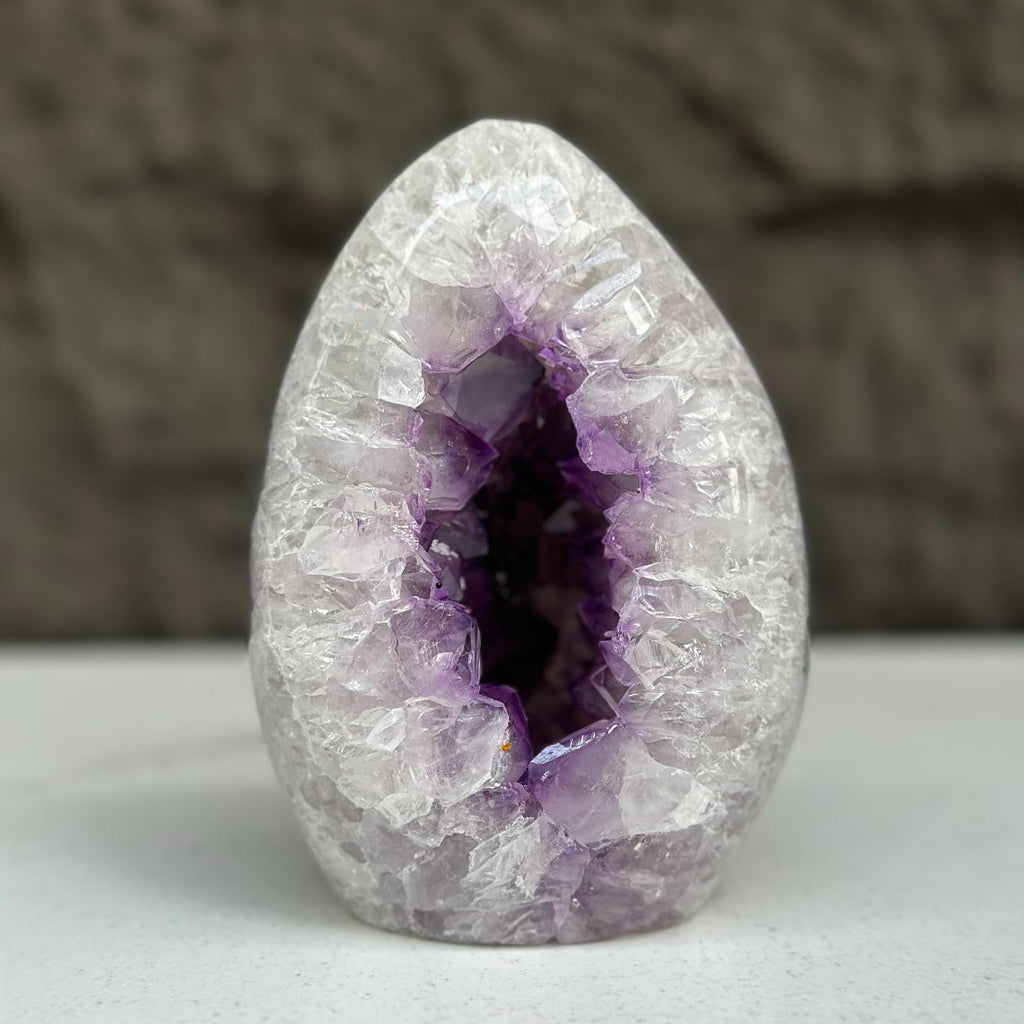 Quartz, Amethyst and Agate Stone Egg, 3 Lb Oval Full polished Crystal | Amethyst Geodes | Wiccan Center