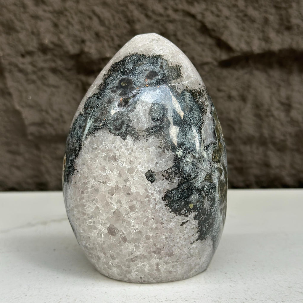 Quartz, Amethyst and Agate Stone Egg, 3 Lb Oval Full polished Crystal | Amethyst Geodes | Wiccan Center