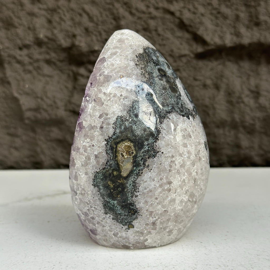 Quartz, Amethyst and Agate Stone Egg, 3 Lb Oval Full polished Crystal | Amethyst Geodes | Wiccan Center