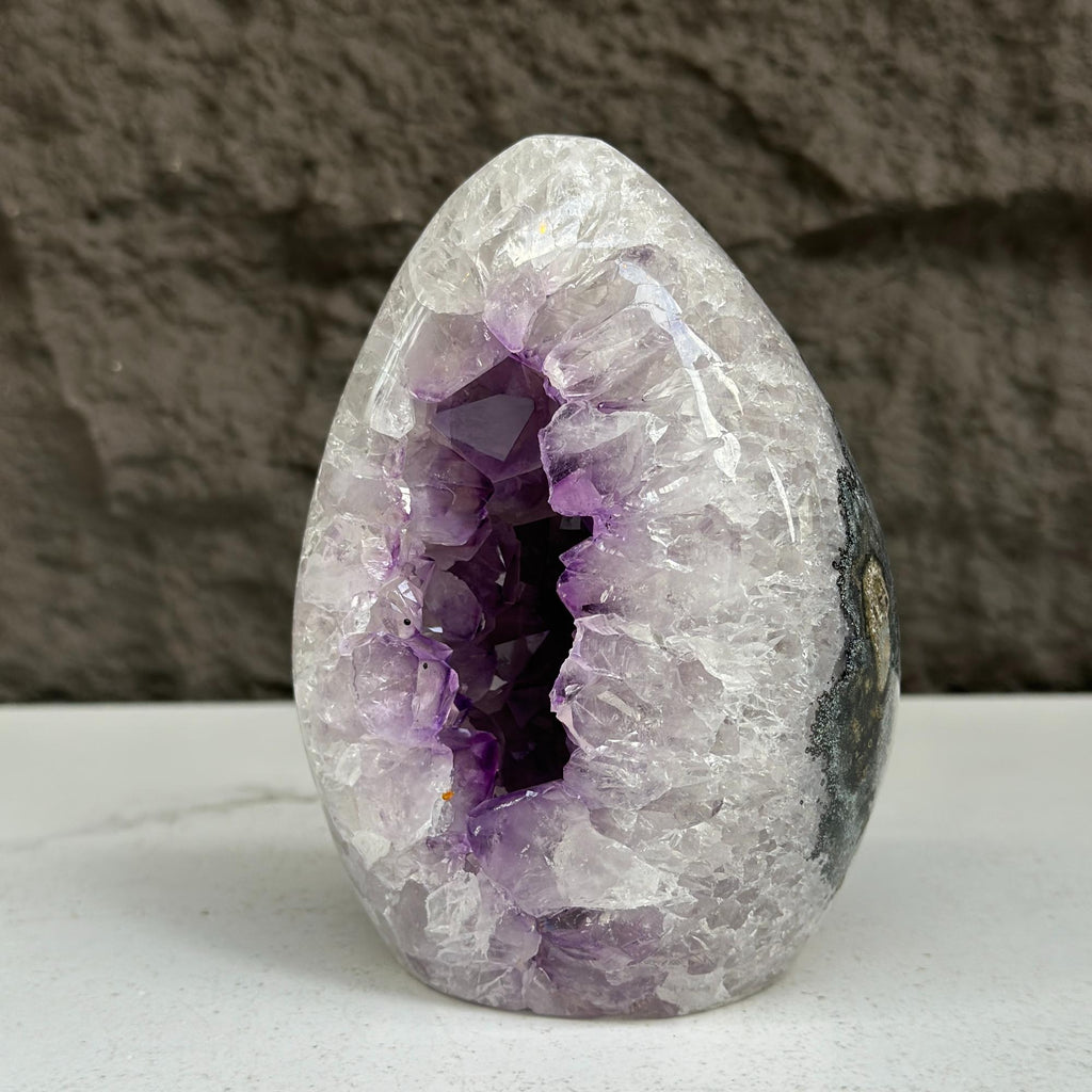 Quartz, Amethyst and Agate Stone Egg, 3 Lb Oval Full polished Crystal | Amethyst Geodes | Wiccan Center