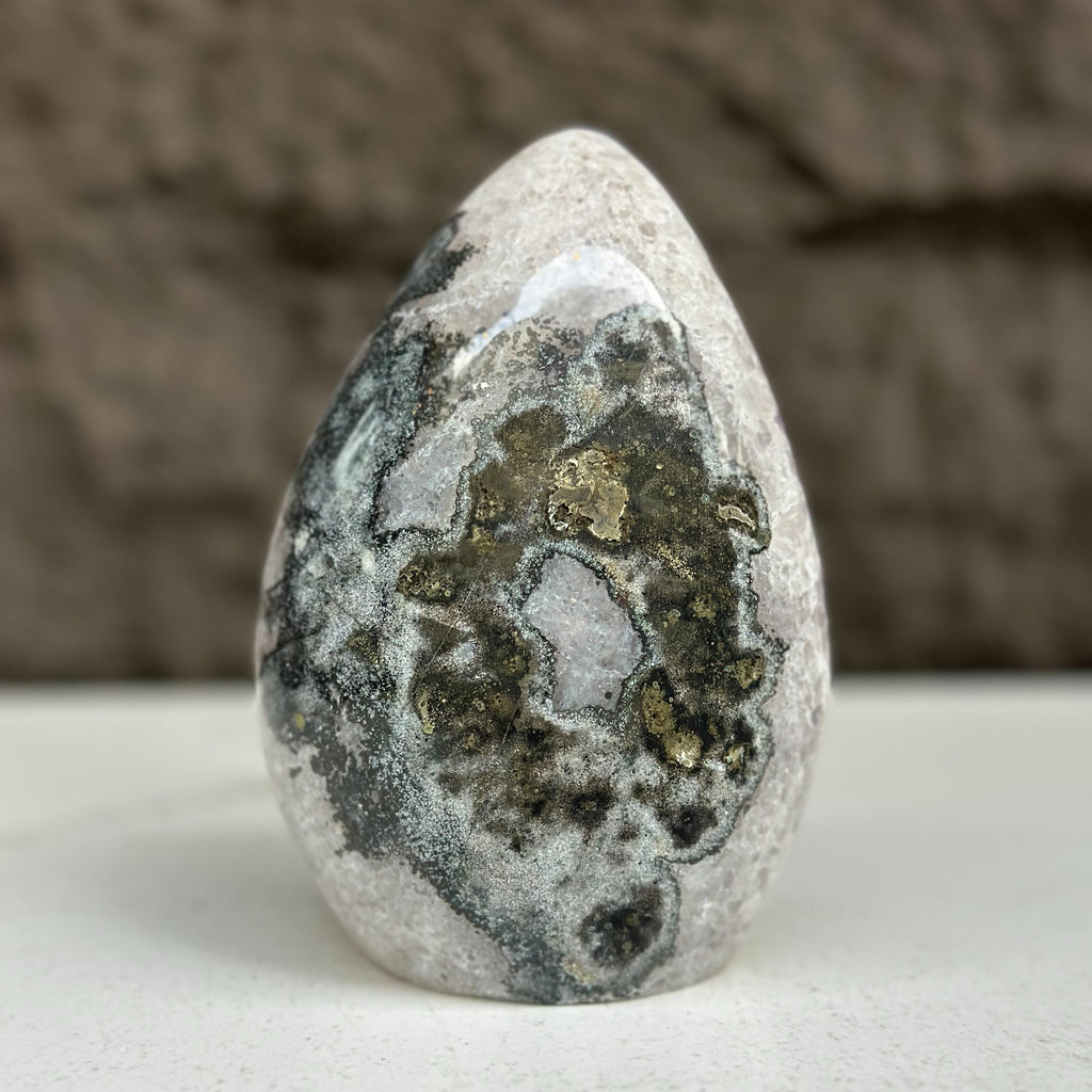 Quartz, Amethyst and Agate Stone Egg, 3 Lb Oval Full polished Crystal | Amethyst Geodes | Wiccan Center