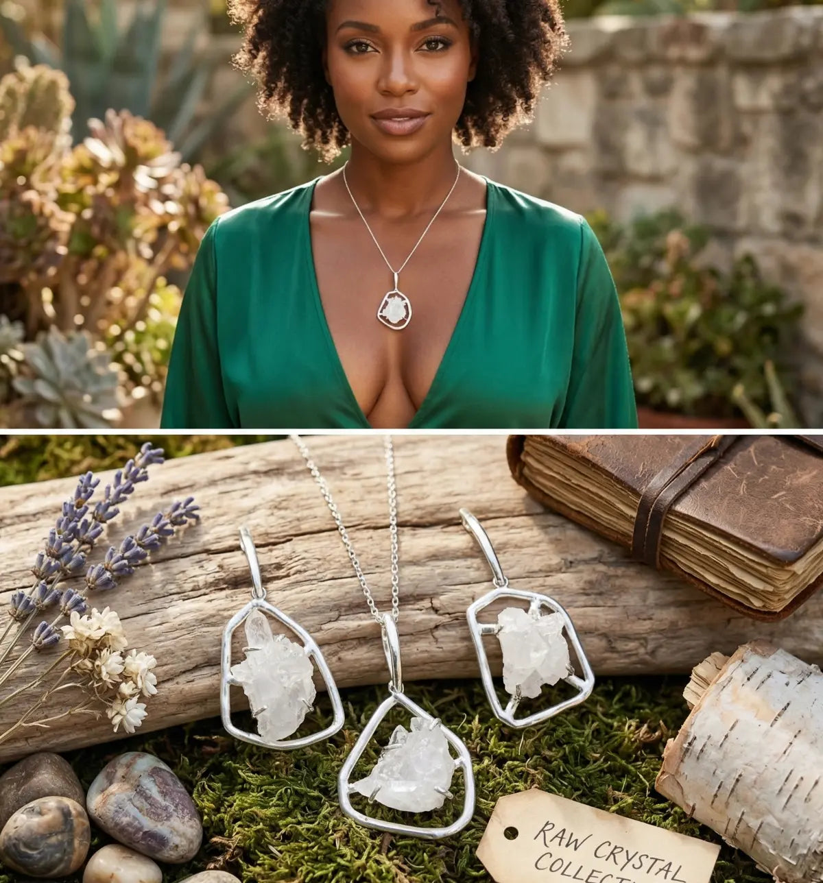 Quartz Crystal Cluster Pendant (Silver Plated) Statement Piece | Craft Supplies & Tools > Beads, Gems & Cabochons > Charms & Pendants > Pendants | Wiccan Center