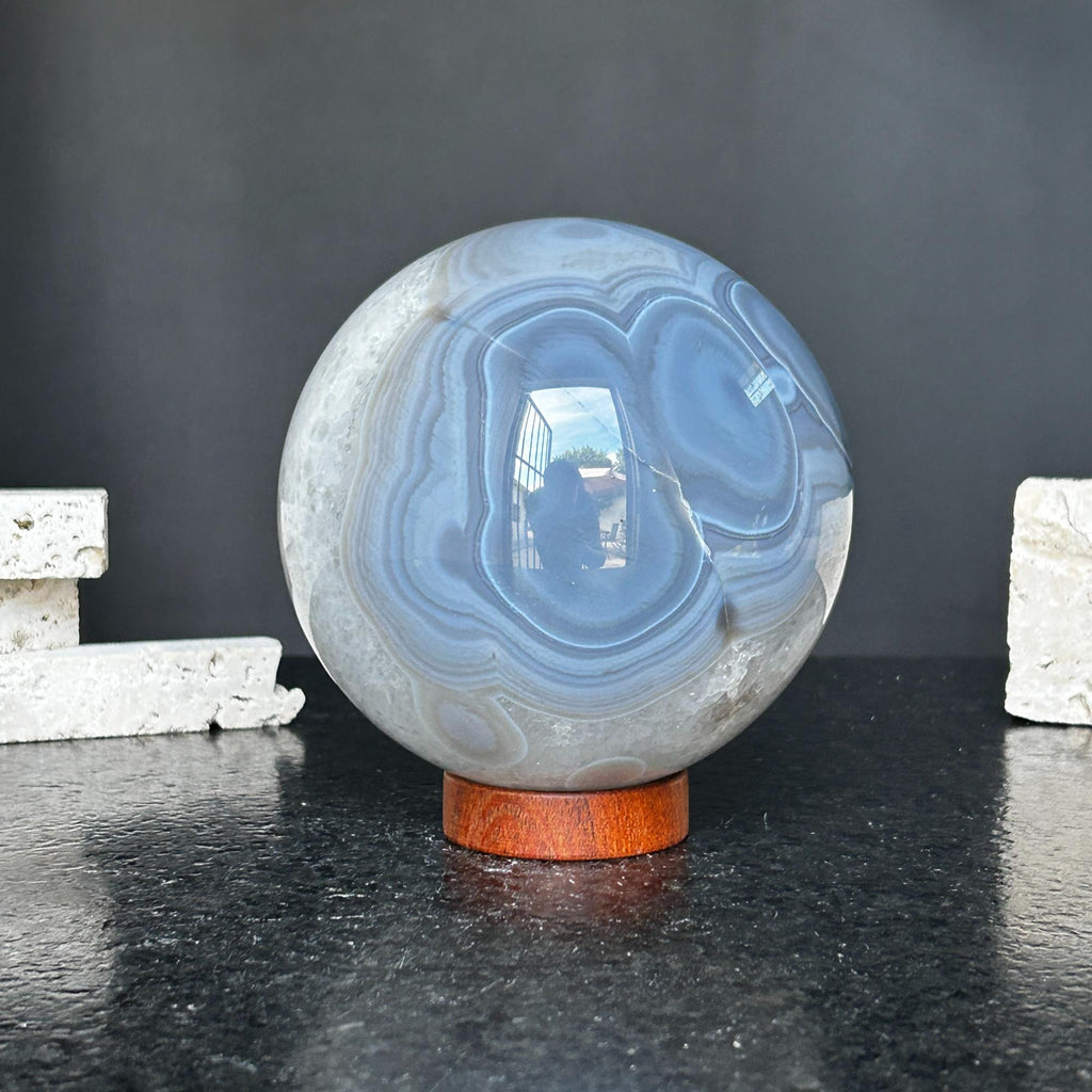 Quartz sphere with agate layers, Crystal Ball 4 Lb, Large Agate sphere, Top quality crystal ball | Amethyst Geodes | Wiccan Center