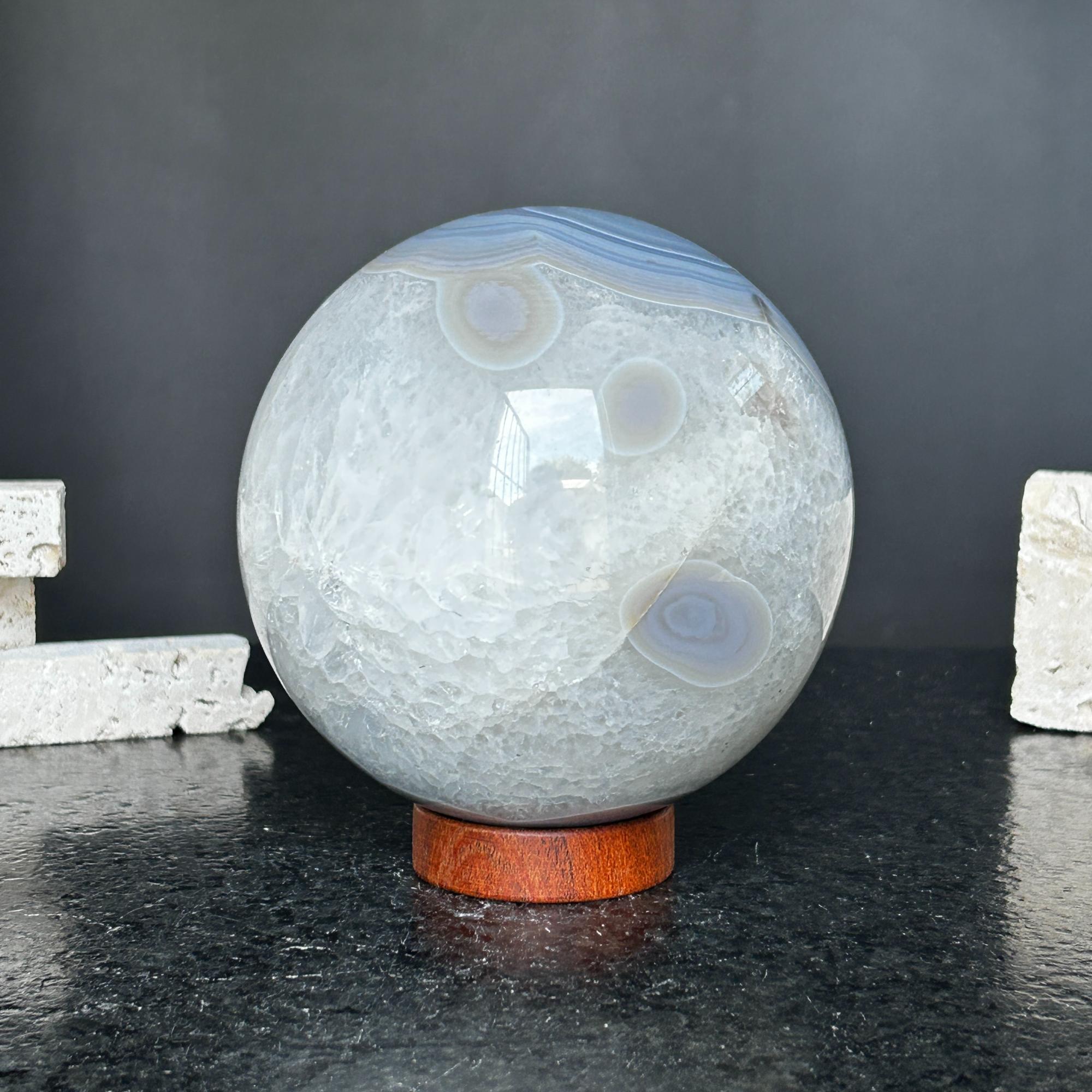 Quartz sphere with agate layers, Crystal Ball 4 Lb, Large Agate sphere, Top quality crystal ball | Amethyst Geodes | Wiccan Center