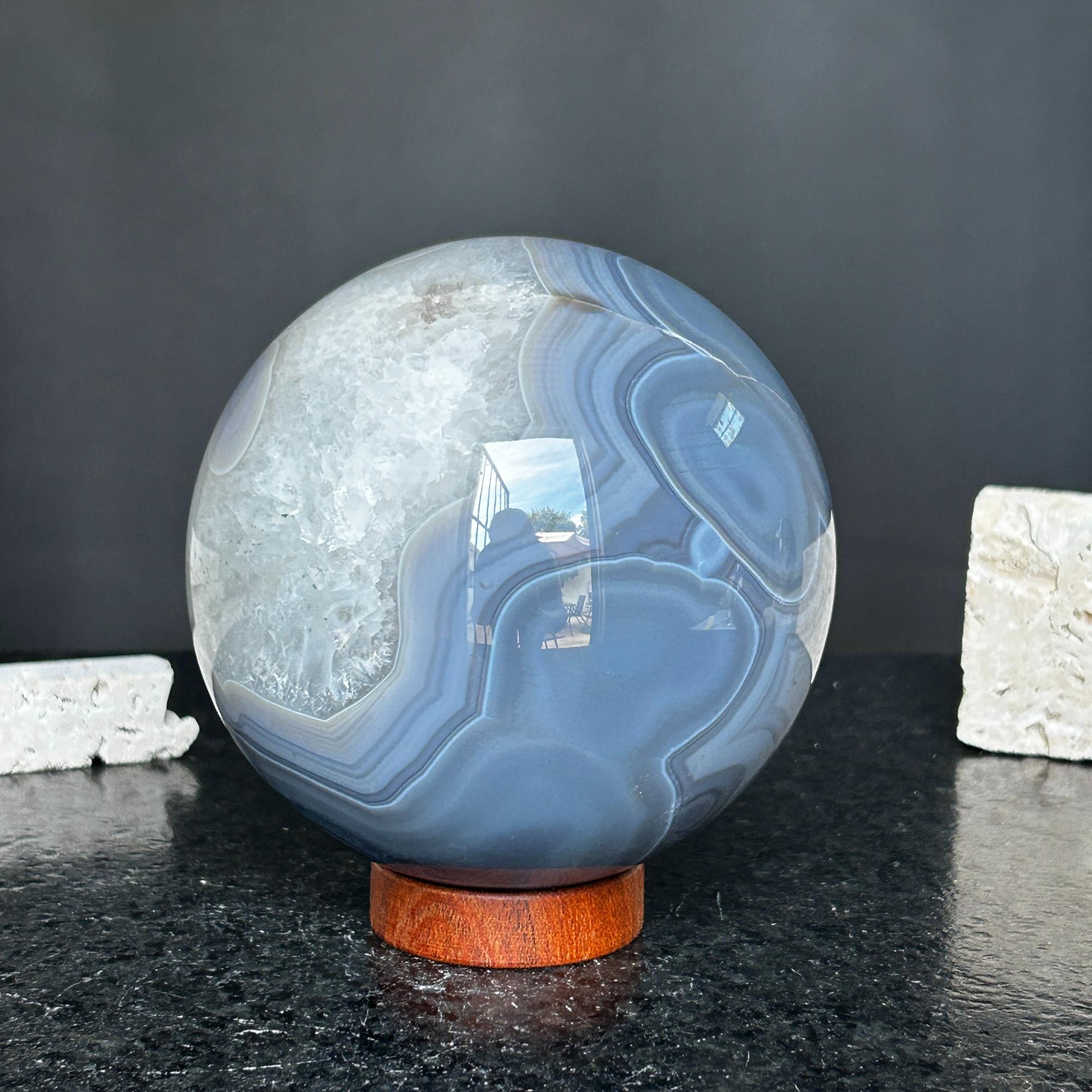 Quartz sphere with agate layers, Crystal Ball 4 Lb, Large Agate sphere, Top quality crystal ball | Amethyst Geodes | Wiccan Center