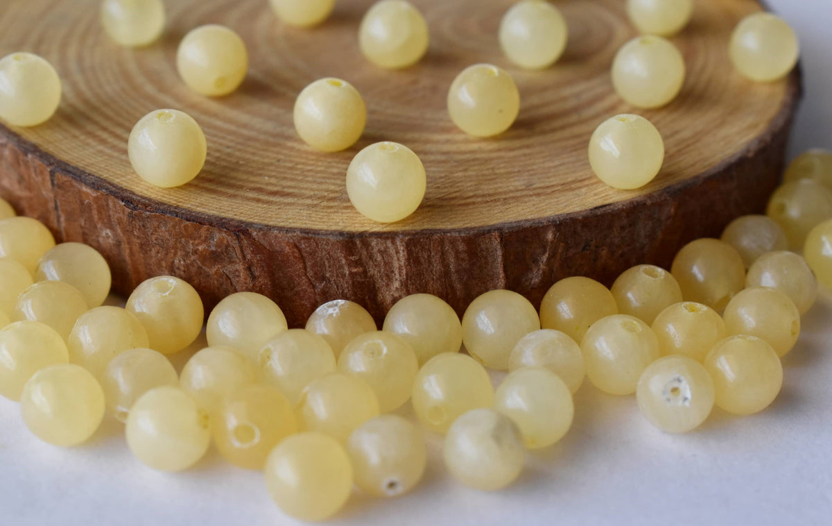 Honey Calcite Beads, Natural Round Crystal Beads 4mm to 12mm | | Wiccan Center
