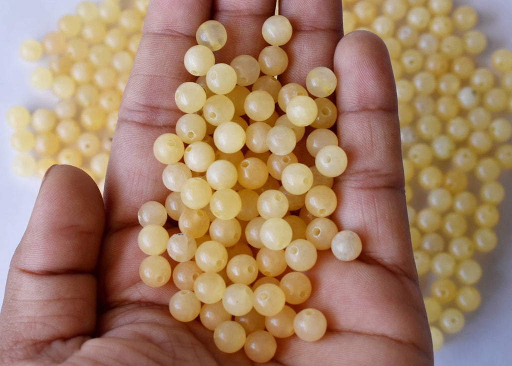 Honey Calcite Beads, Natural Round Crystal Beads 4mm to 12mm | | Wiccan Center
