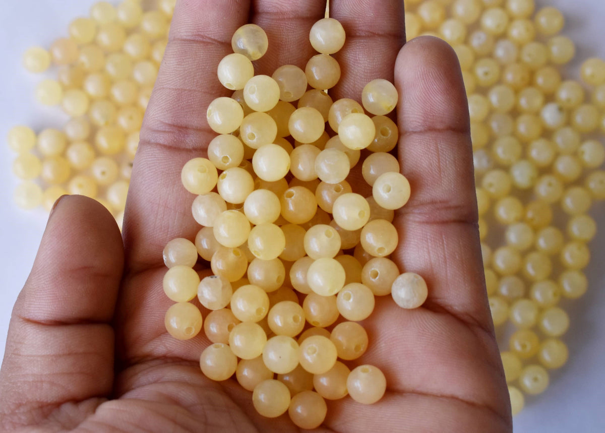 Honey Calcite Beads, Natural Round Crystal Beads 4mm to 12mm | | Wiccan Center