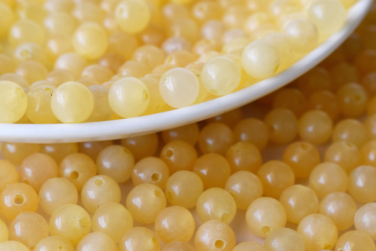 Honey Calcite Beads, Natural Round Crystal Beads 4mm to 12mm | | Wiccan Center