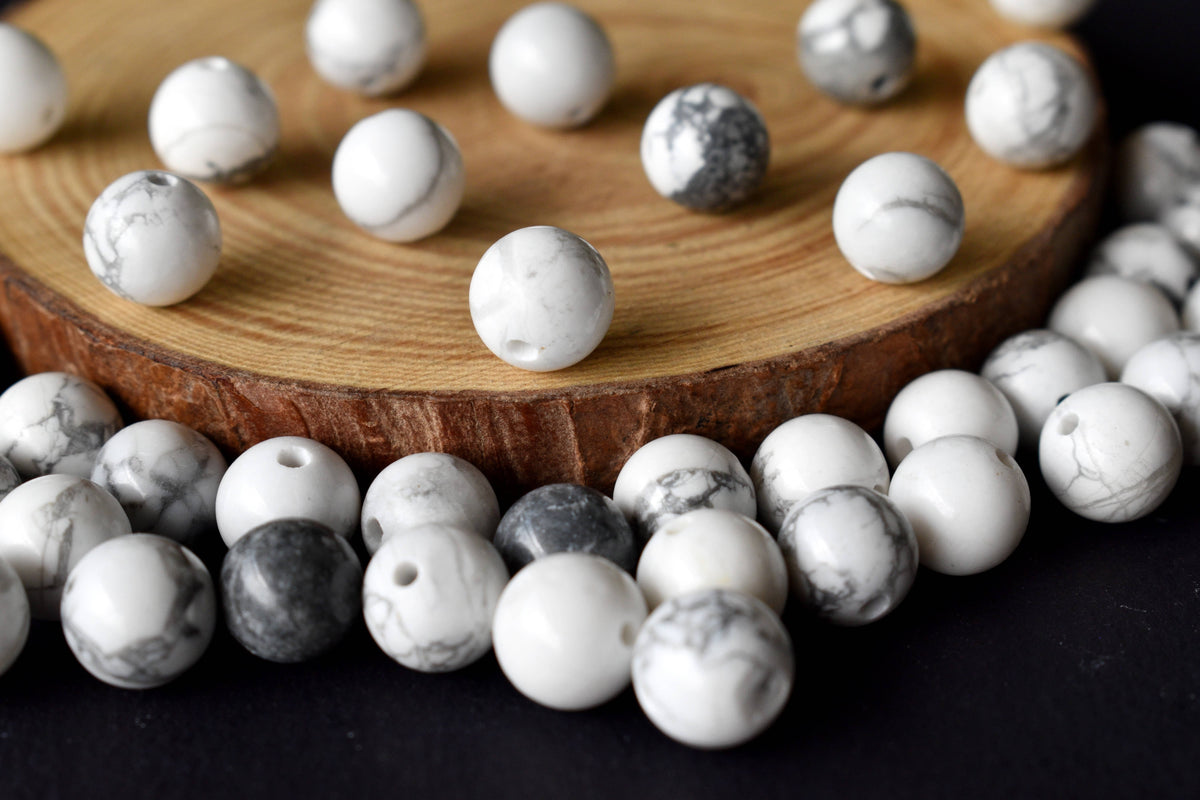 Howlite Beads, Natural Round Crystal Beads 4mm to 12mm | | Wiccan Center