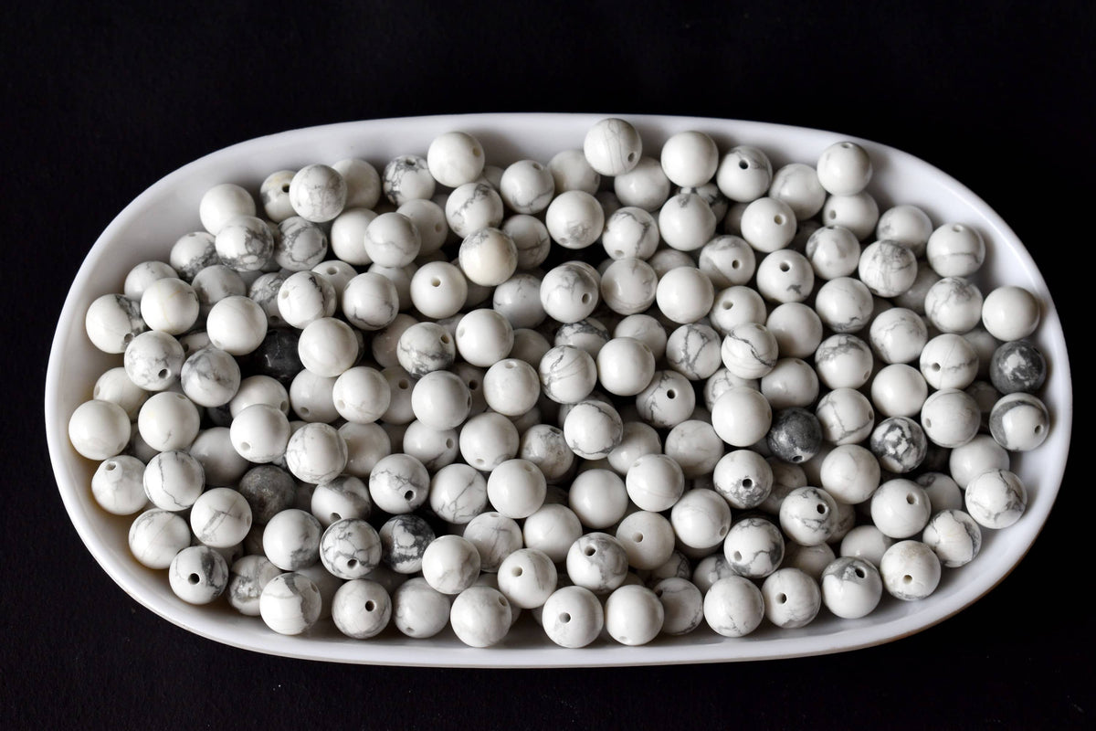 Howlite Beads, Natural Round Crystal Beads 4mm to 12mm | | Wiccan Center