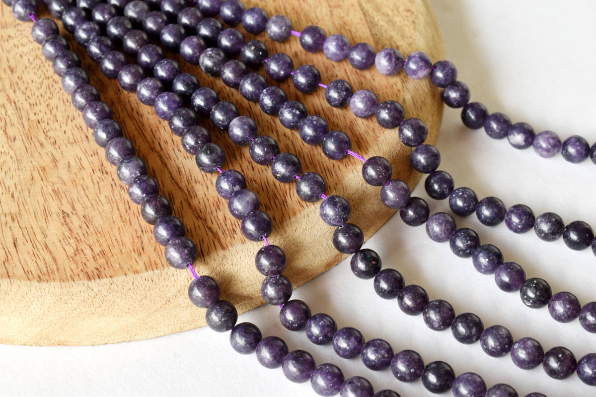 Lepidolite Beads, Natural Round Crystal Beads 6mm to 10mm | | Wiccan Center