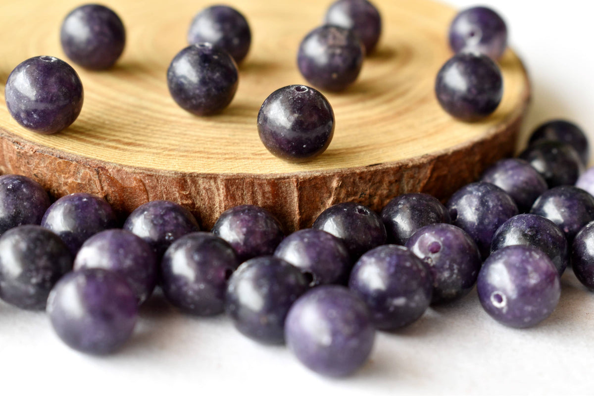 Lepidolite Beads, Natural Round Crystal Beads 6mm to 10mm | | Wiccan Center