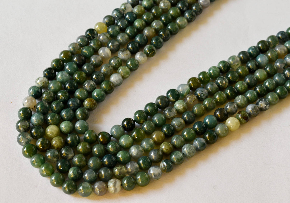 Moss Agate Beads, Natural Round Crystal Beads 4mm to 12mm.