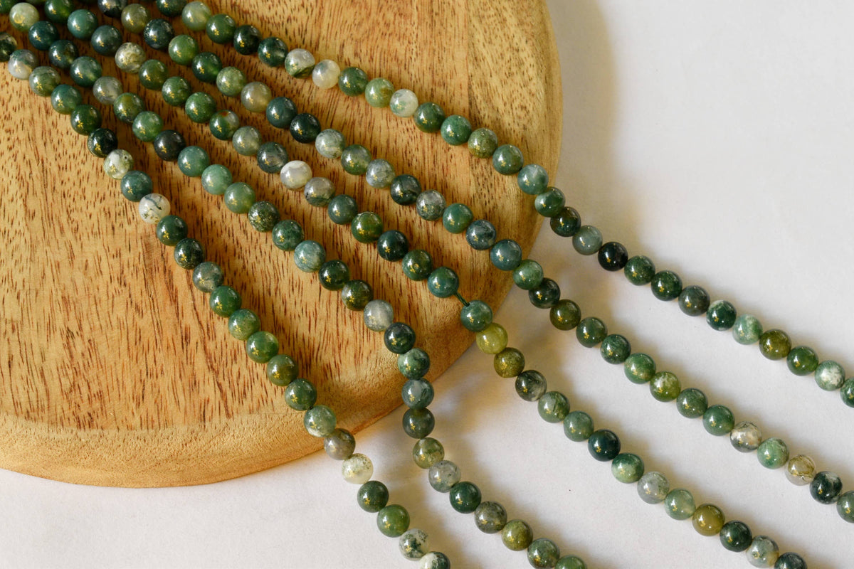 Moss Agate Beads, Natural Round Crystal Beads 4mm to 12mm.