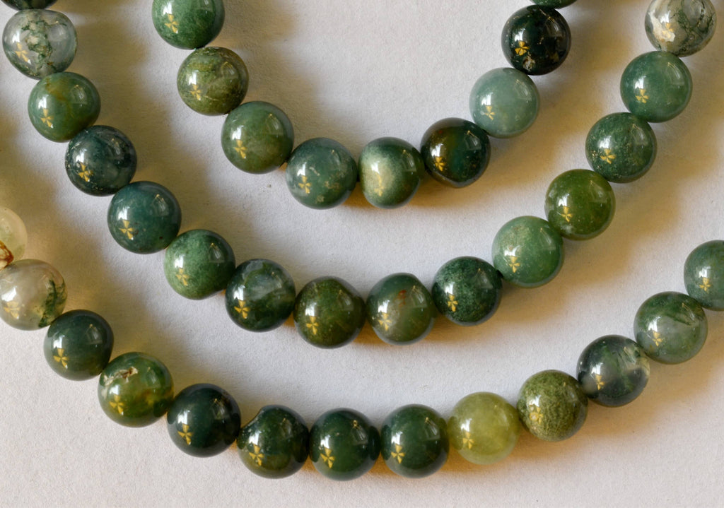 Moss Agate Beads, Natural Round Crystal Beads 4mm to 12mm.