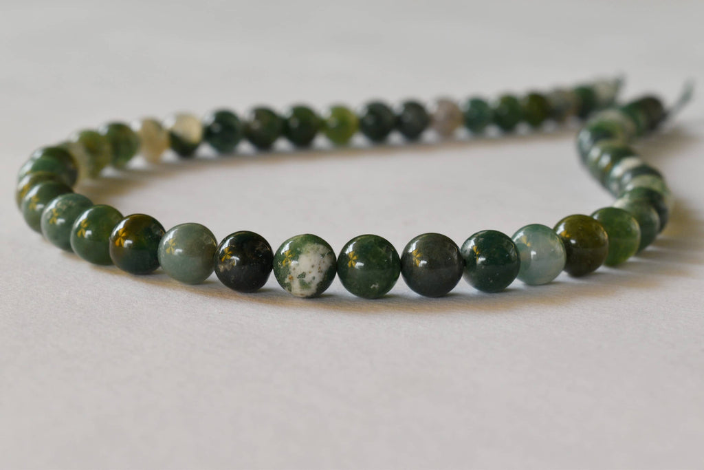 Moss Agate Beads, Natural Round Crystal Beads 4mm to 12mm.