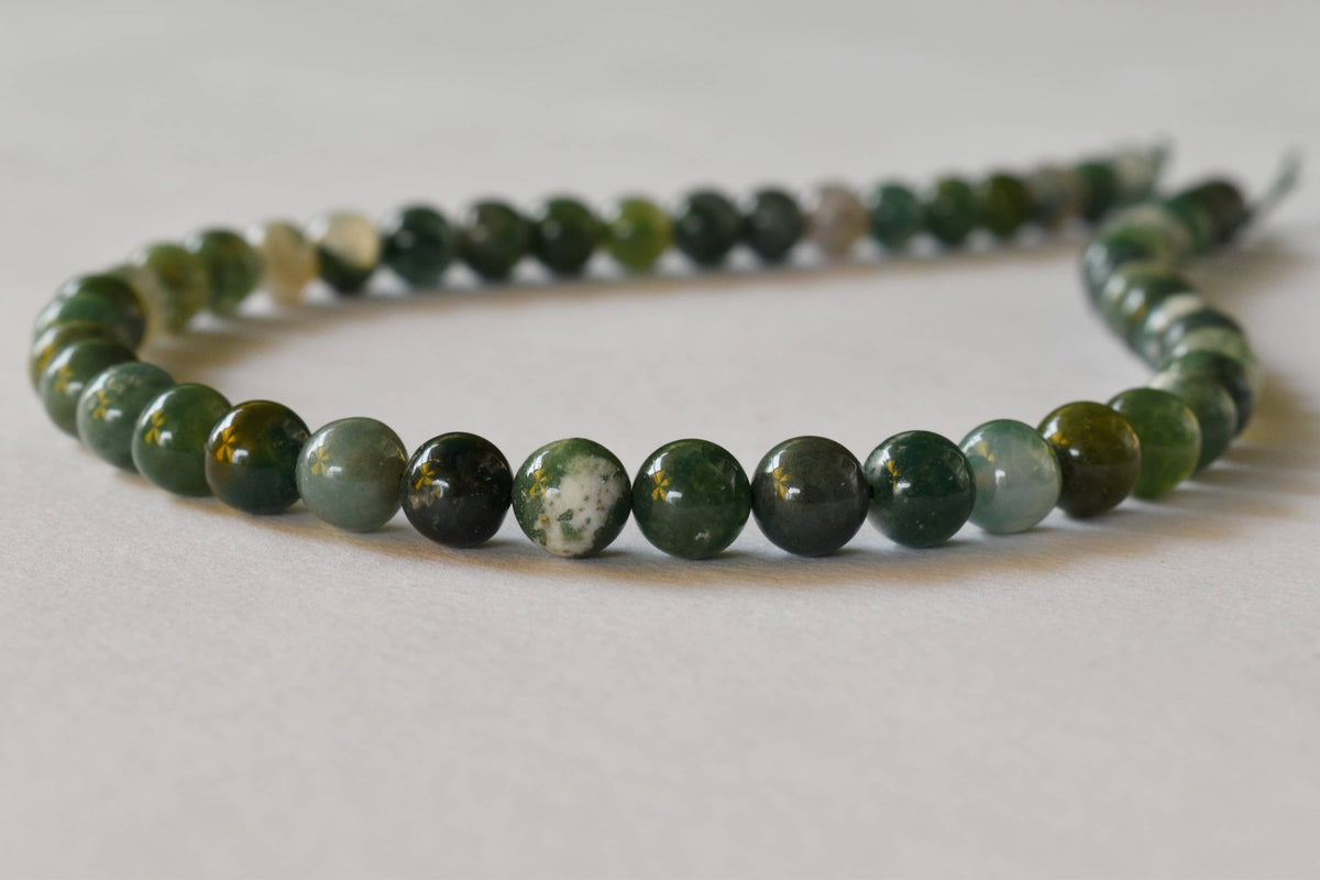 Moss Agate Beads, Natural Round Crystal Beads 4mm to 12mm.