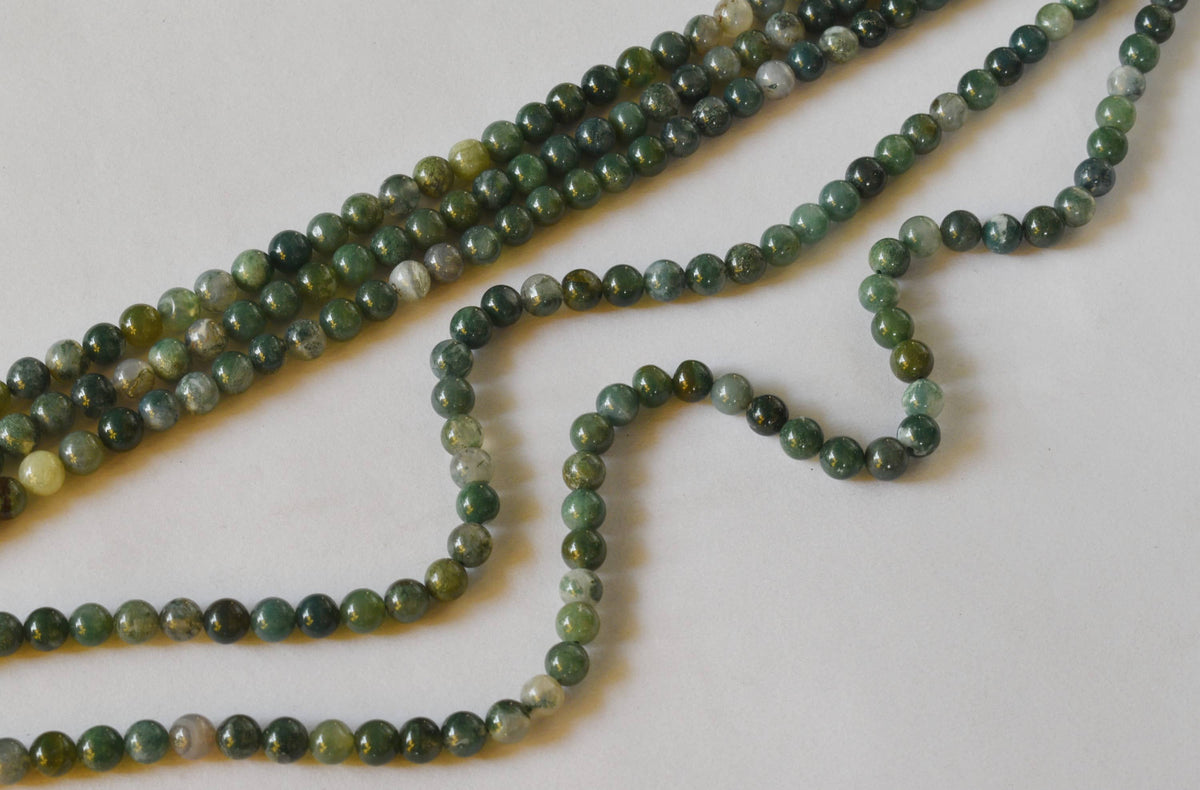 Moss Agate Beads, Natural Round Crystal Beads 4mm to 12mm.