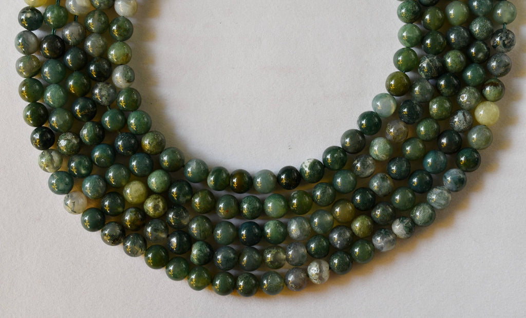 Moss Agate Beads, Natural Round Crystal Beads 4mm to 12mm.