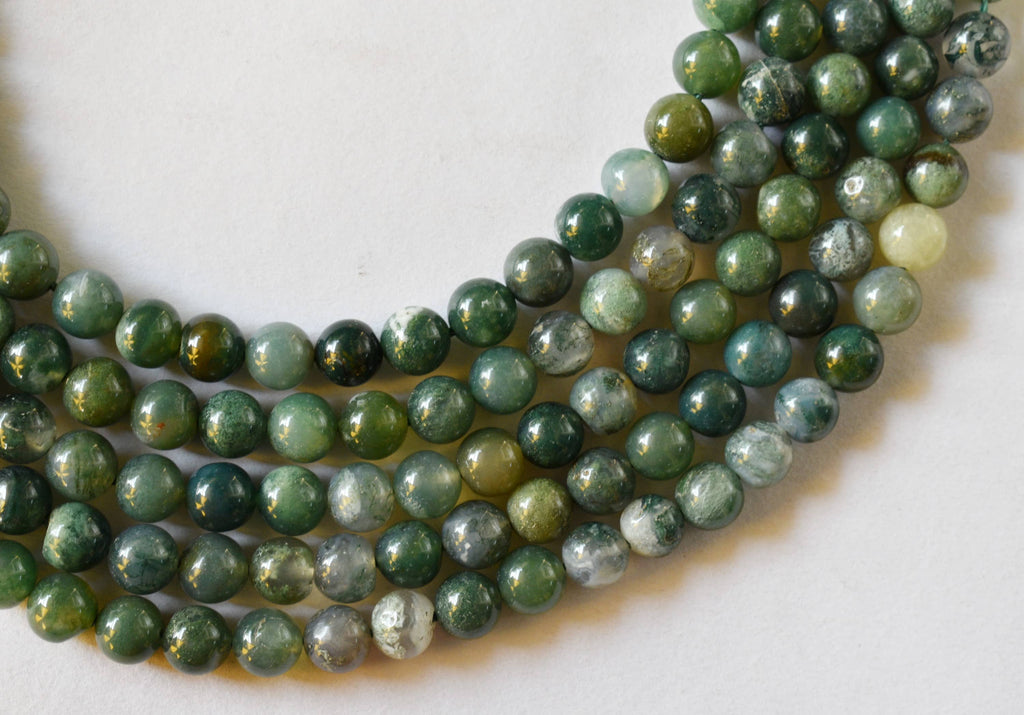 Moss Agate Beads, Natural Round Crystal Beads 4mm to 12mm.