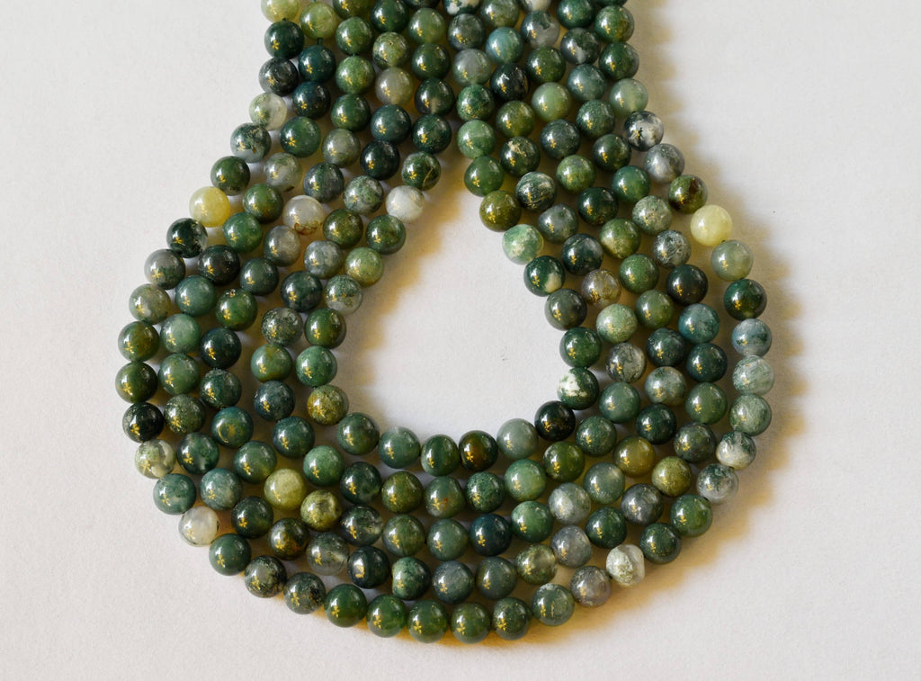 Moss Agate Beads, Natural Round Crystal Beads 4mm to 12mm.