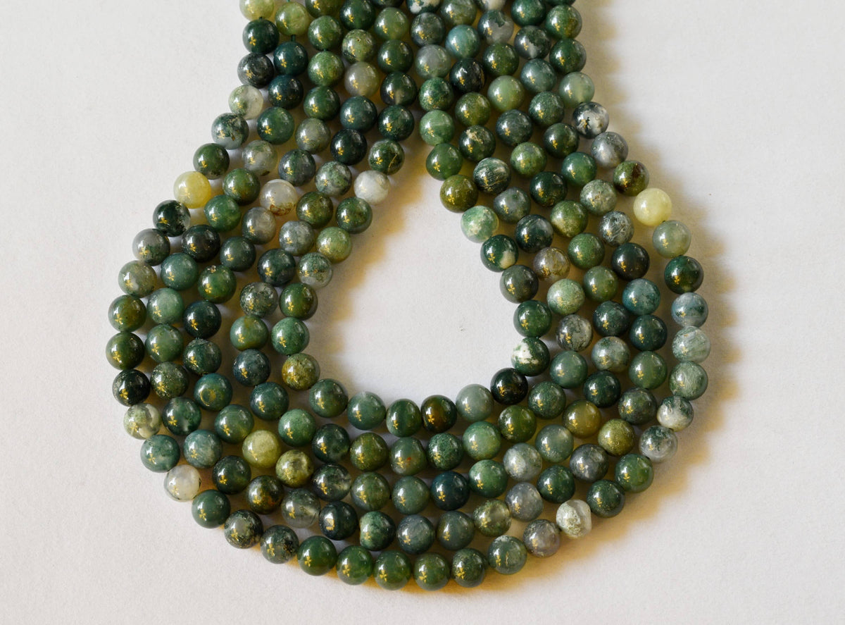 Moss Agate Beads, Natural Round Crystal Beads 4mm to 12mm.