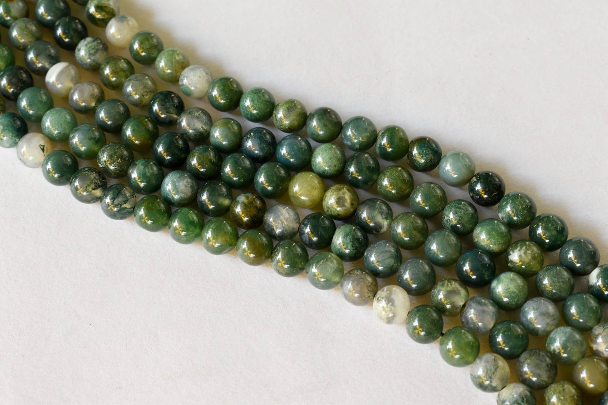 Moss Agate Beads, Natural Round Crystal Beads 4mm to 12mm.