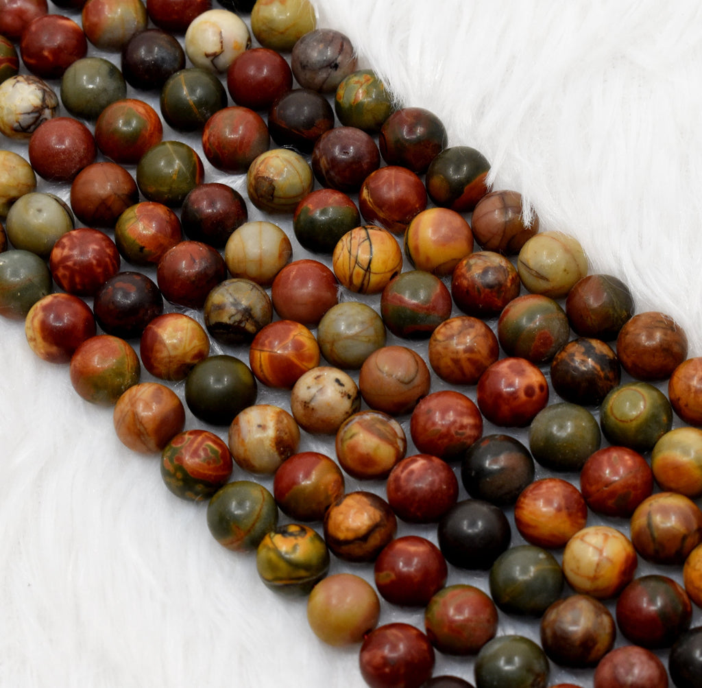 Multi Picasso Jasper Beads, Natural Round Crystal Beads 4mm to 10mm | | Wiccan Center