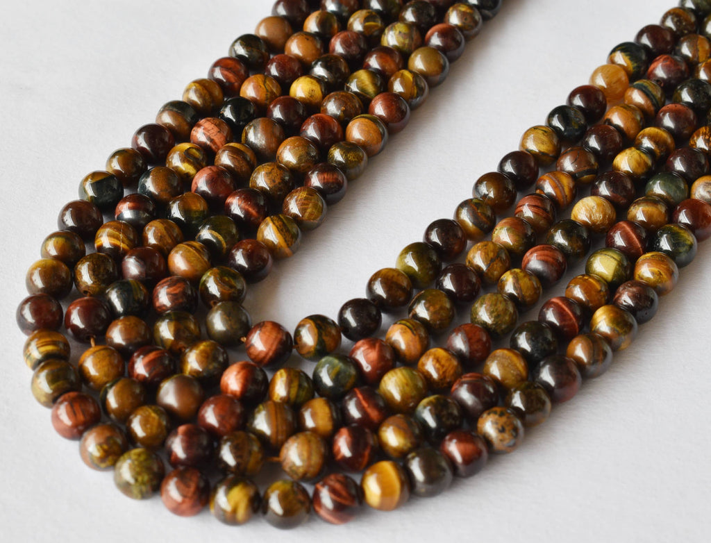 Multi Tiger Eye Beads, Natural Round Crystal Beads 6mm to 10mm | | Wiccan Center