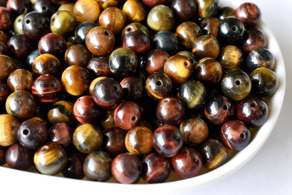 Multi Tiger Eye Beads, Natural Round Crystal Beads 6mm to 10mm | | Wiccan Center