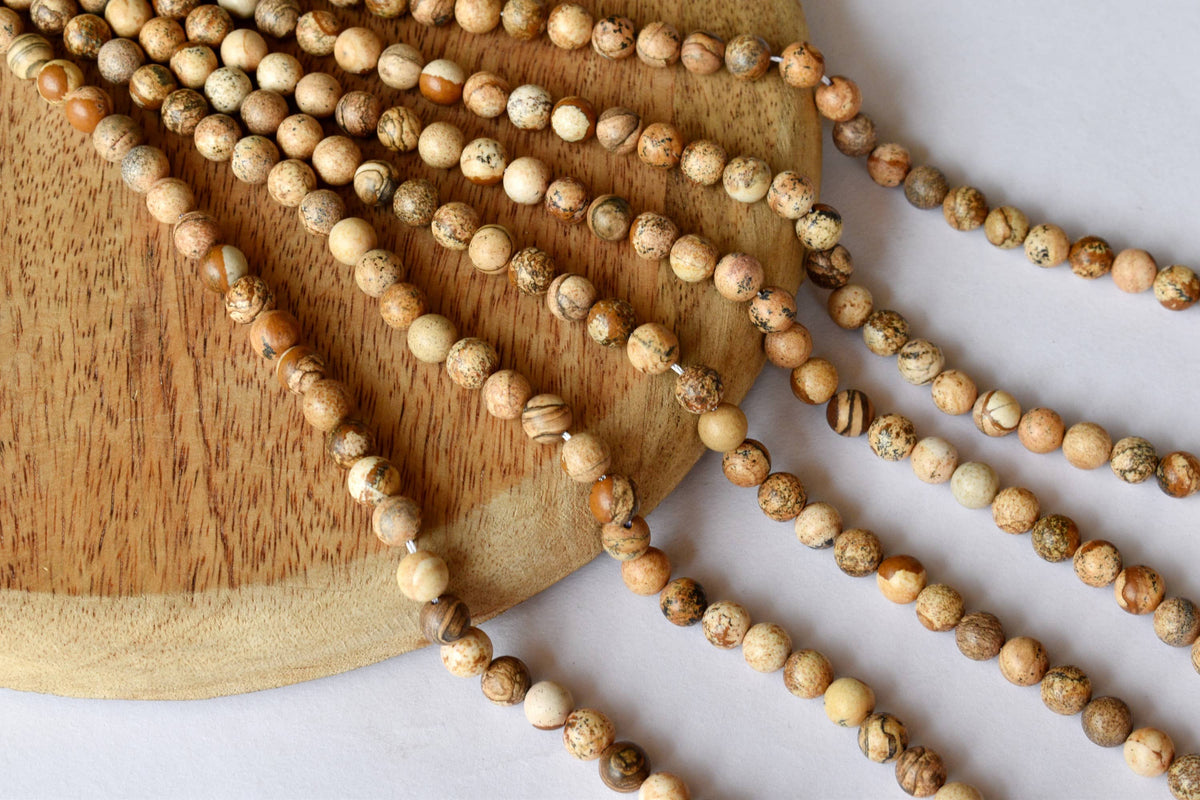 Picture Jasper Beads, Natural Round Crystal Beads 4mm to 12mm | | Wiccan Center