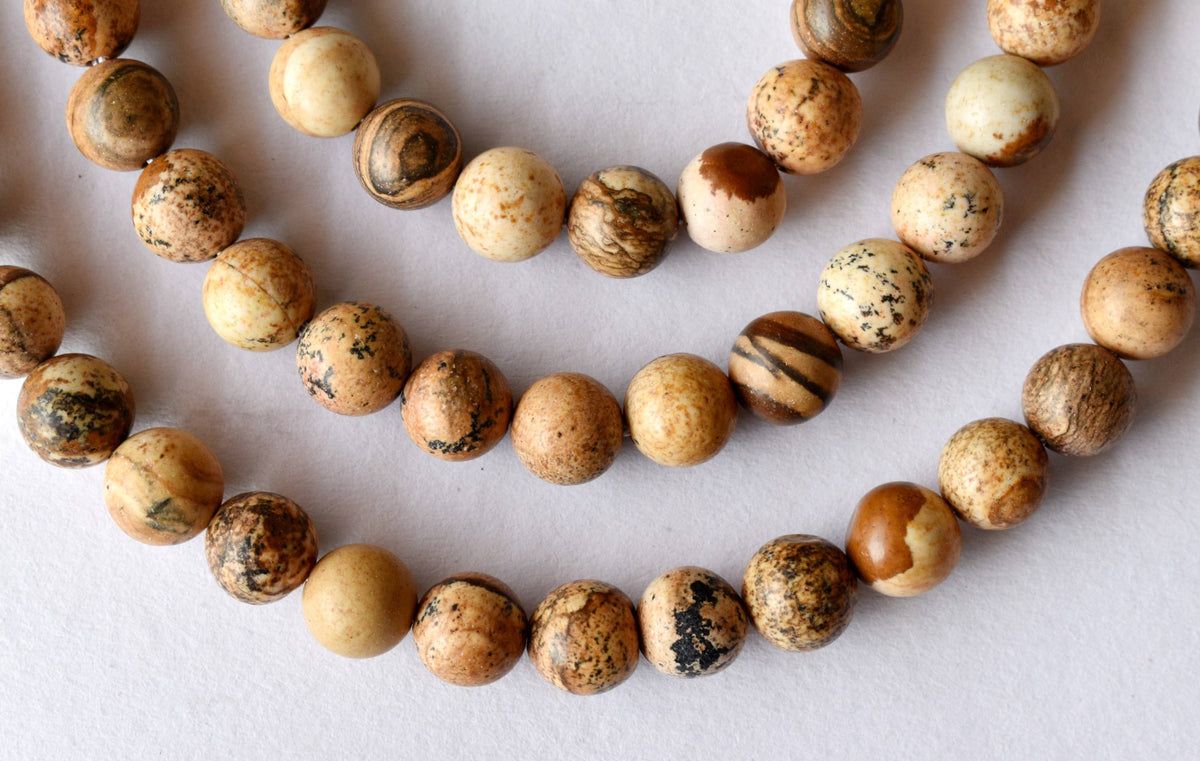 Picture Jasper Beads, Natural Round Crystal Beads 4mm to 12mm | | Wiccan Center