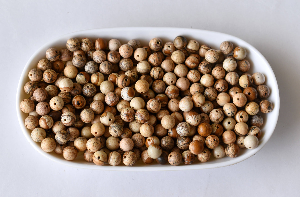 Picture Jasper Beads, Natural Round Crystal Beads 4mm to 12mm | | Wiccan Center