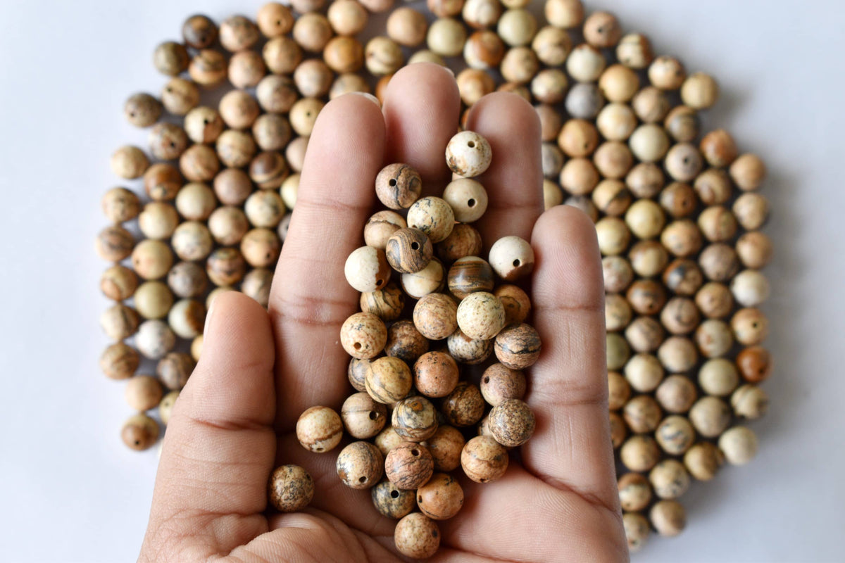 Picture Jasper Beads, Natural Round Crystal Beads 4mm to 12mm | | Wiccan Center