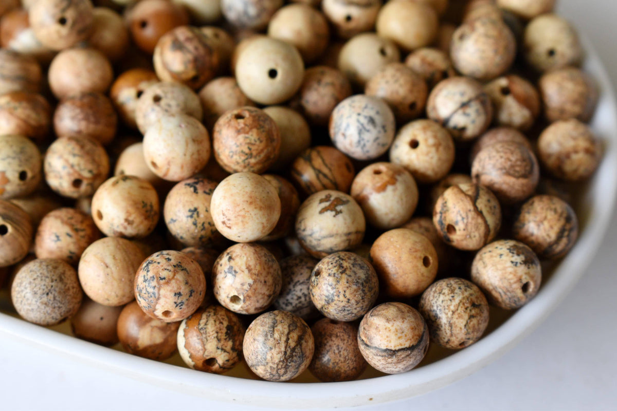 Picture Jasper Beads, Natural Round Crystal Beads 4mm to 12mm | | Wiccan Center