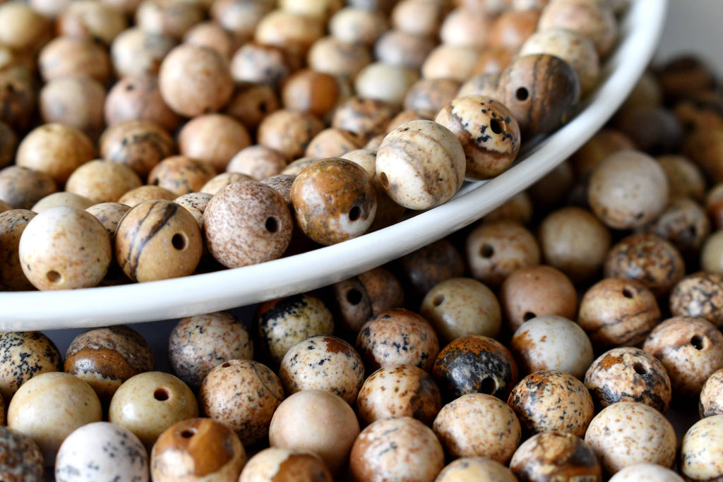 Picture Jasper Beads, Natural Round Crystal Beads 4mm to 12mm | | Wiccan Center