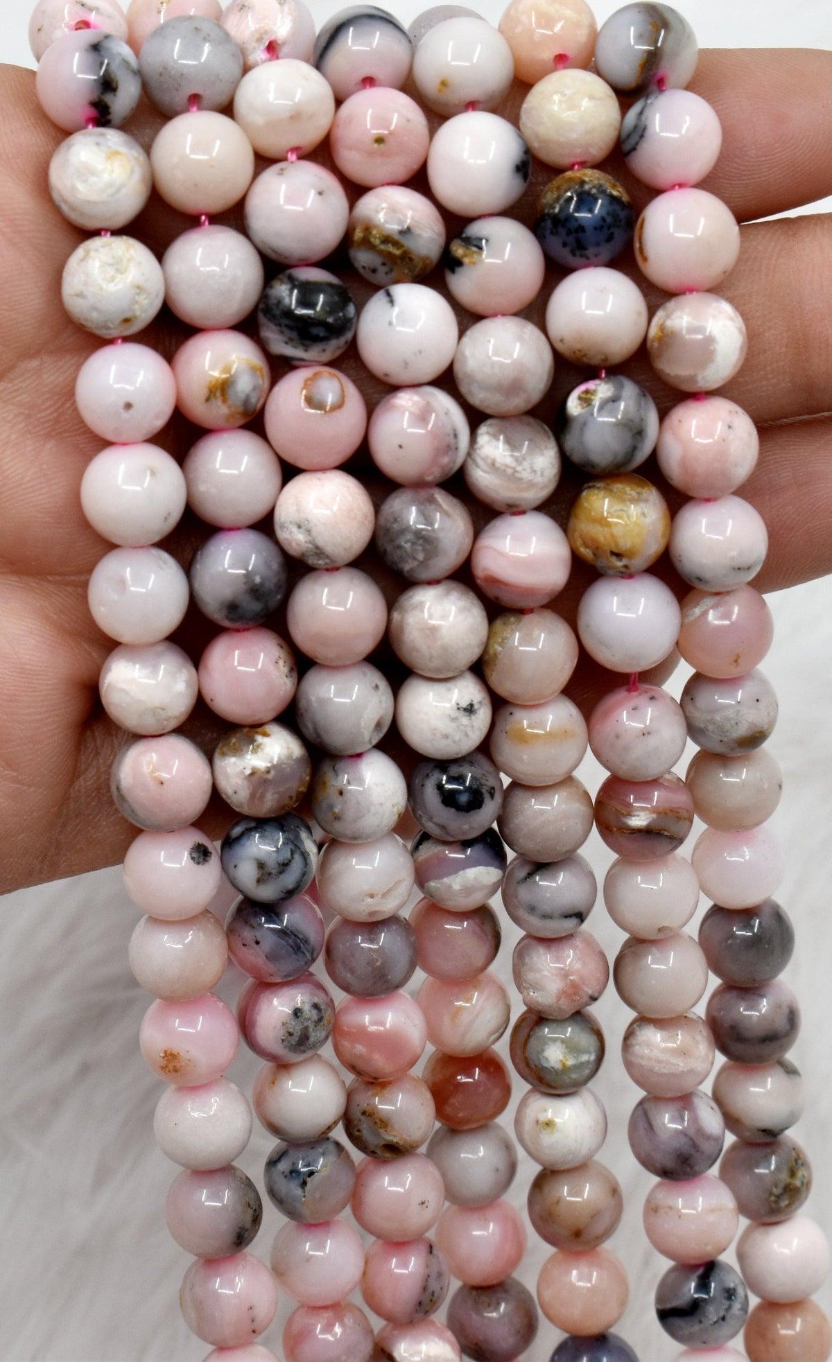 Pink Opal Beads, Natural Round Crystal Beads 6mm to 10mm | | Wiccan Center