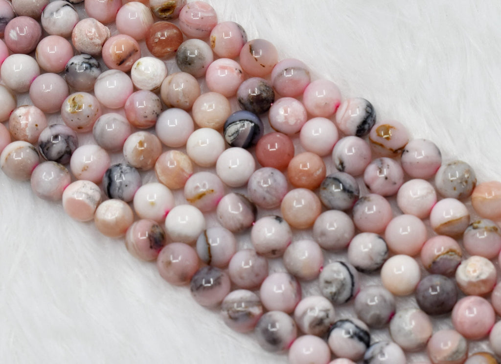 Pink Opal Beads, Natural Round Crystal Beads 6mm to 10mm | | Wiccan Center