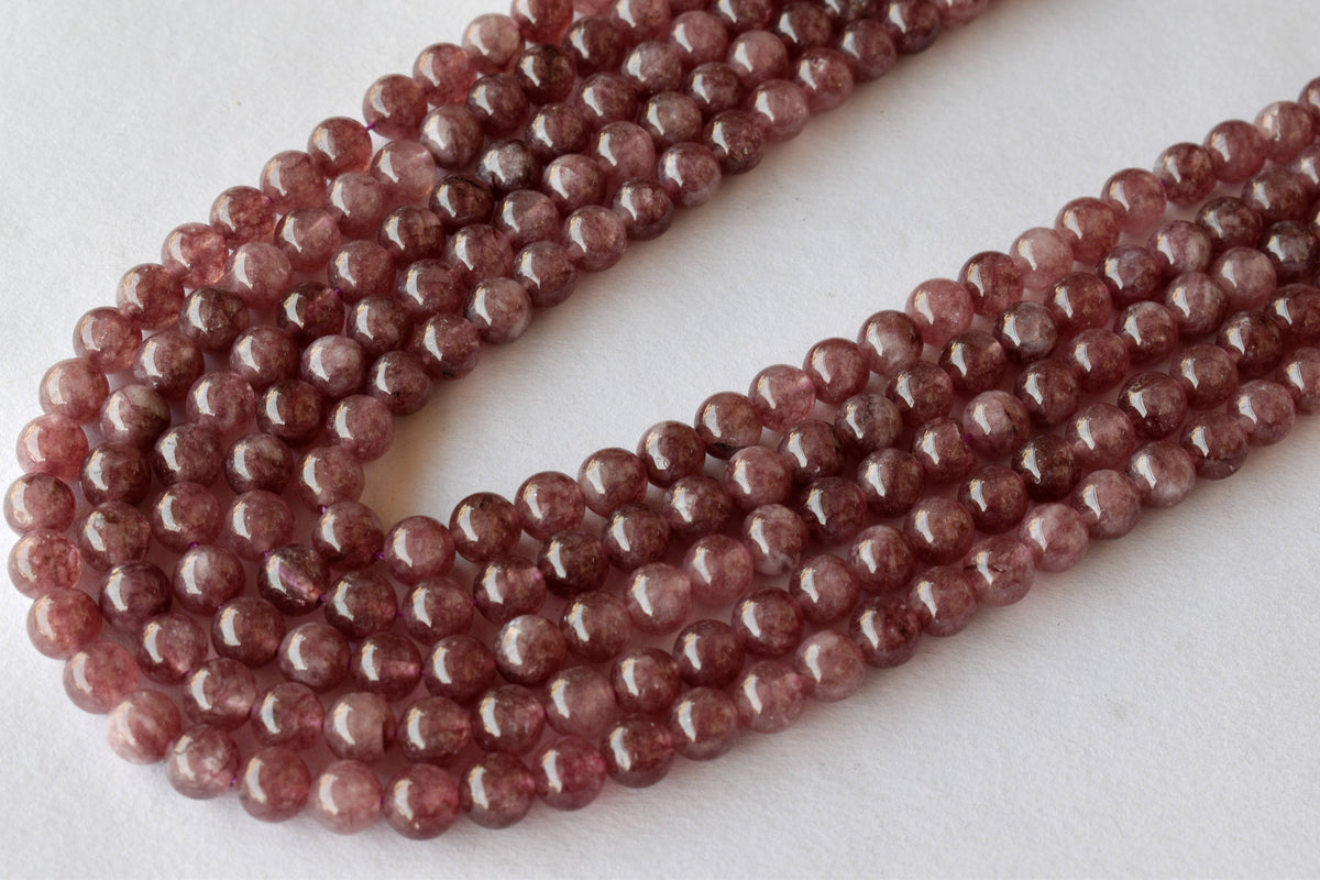 Pink Tourmaline Heated Beads, Natural Round Crystal Beads 4mm to 10mm | | Wiccan Center