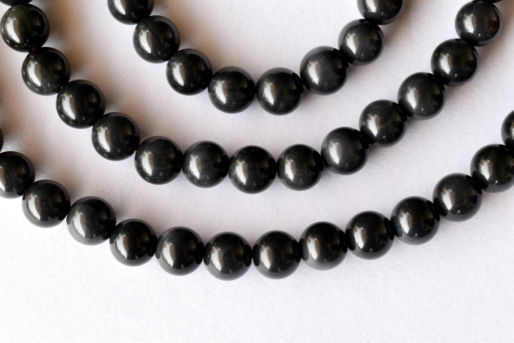 Rainbow Black Obsidian Beads, Natural Round Crystal Beads 4mm to 10mm | | Wiccan Center