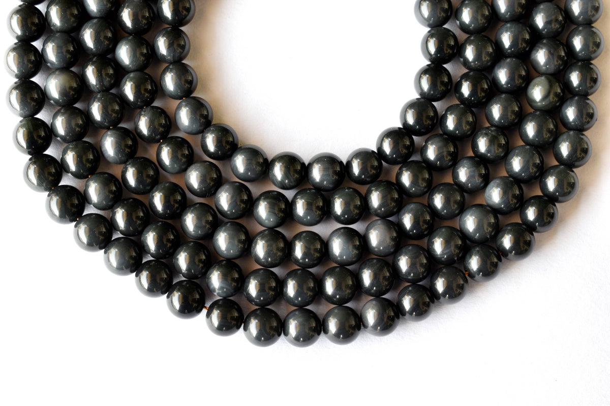 Rainbow Black Obsidian Beads, Natural Round Crystal Beads 4mm to 10mm | | Wiccan Center