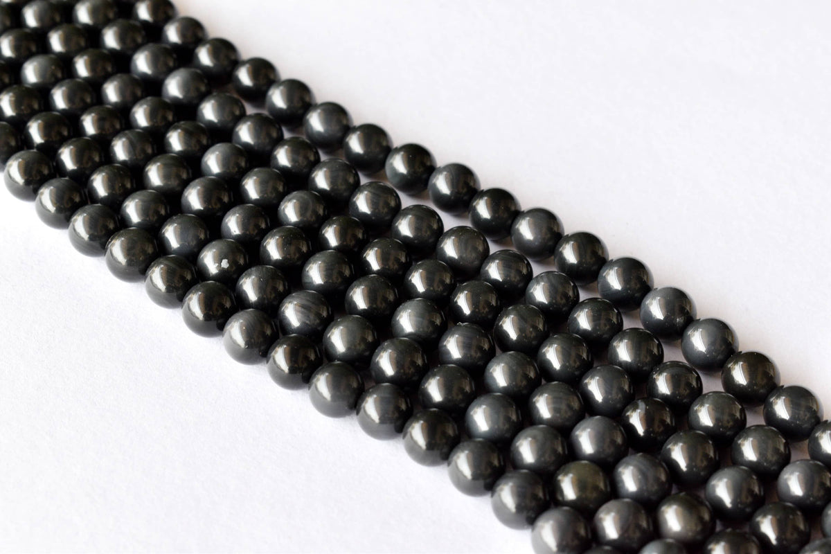 Rainbow Black Obsidian Beads, Natural Round Crystal Beads 4mm to 10mm | | Wiccan Center