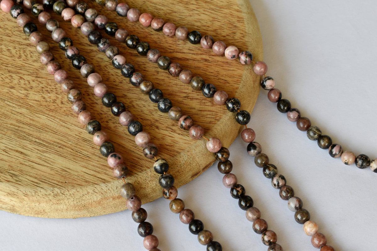 Rhodonite Beads, Natural Round Crystal Beads 4mm to 12mm | | Wiccan Center
