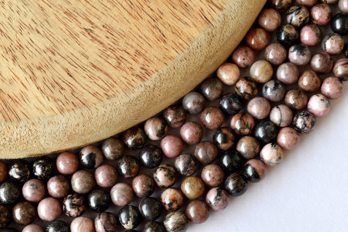 Rhodonite Beads, Natural Round Crystal Beads 4mm to 12mm | | Wiccan Center