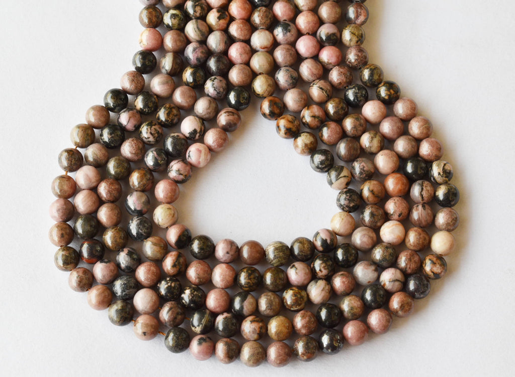 Rhodonite Beads, Natural Round Crystal Beads 4mm to 12mm | | Wiccan Center