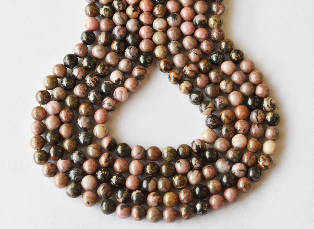 Rhodonite Beads, Natural Round Crystal Beads 4mm to 12mm | | Wiccan Center