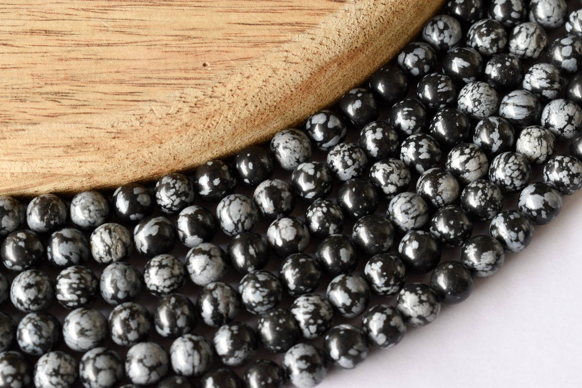 Snowflake Black Obsidian Beads, Natural Round Crystal Beads 4mm to 12mm | | Wiccan Center