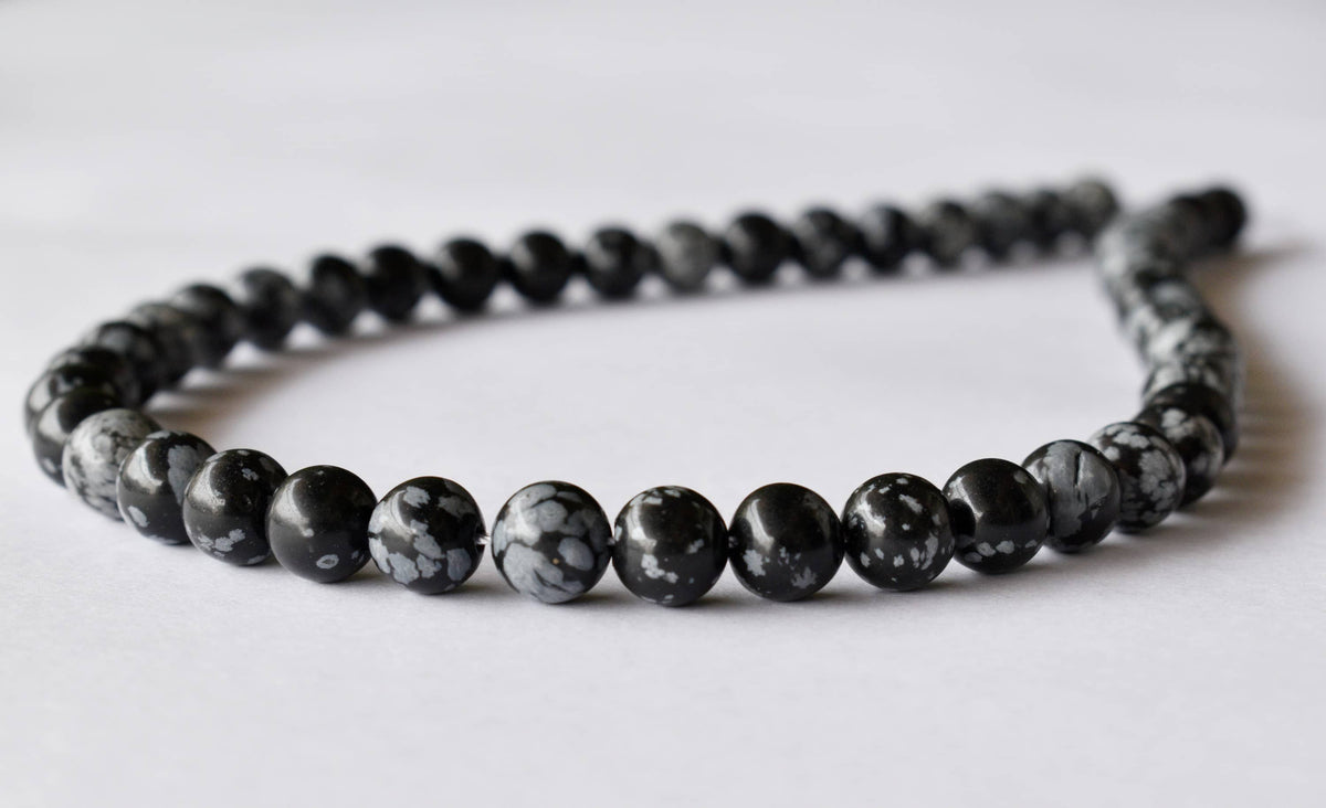 Snowflake Black Obsidian Beads, Natural Round Crystal Beads 4mm to 12mm | | Wiccan Center